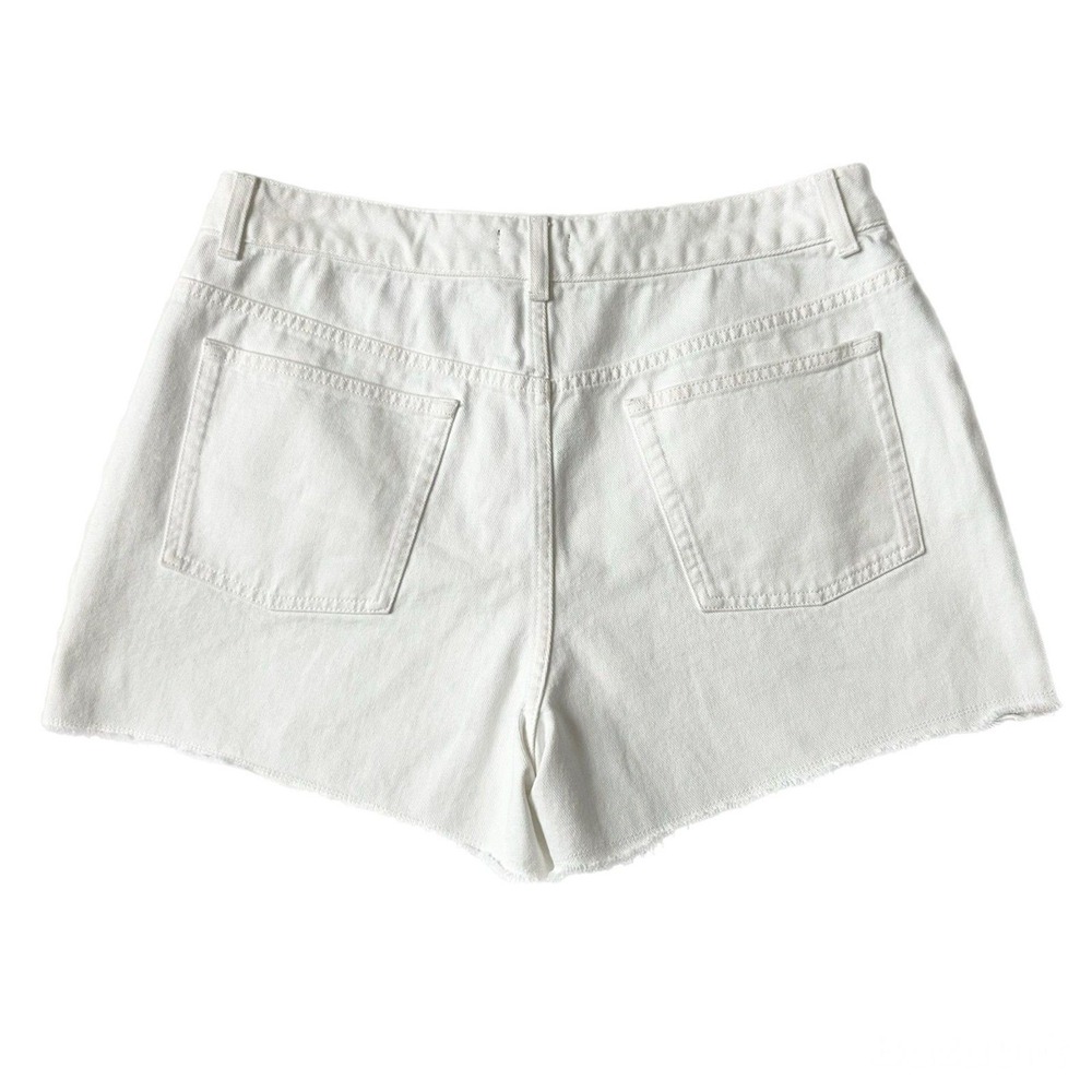 ME+EM White Organic Cotton A-Line High Rise Raw Hem Denim Shorts Size 31 - Picture 3 of 6